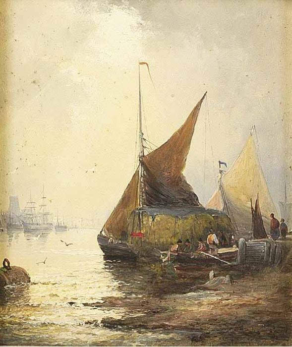 William Allen Wall Low tide in the estuary oil painting picture
